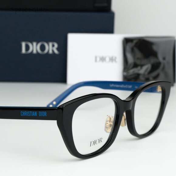BRAND NEW Dior LAPARISIENNEDIORO S4F 1000 Black Blue Demo Women Round Eyeglasses